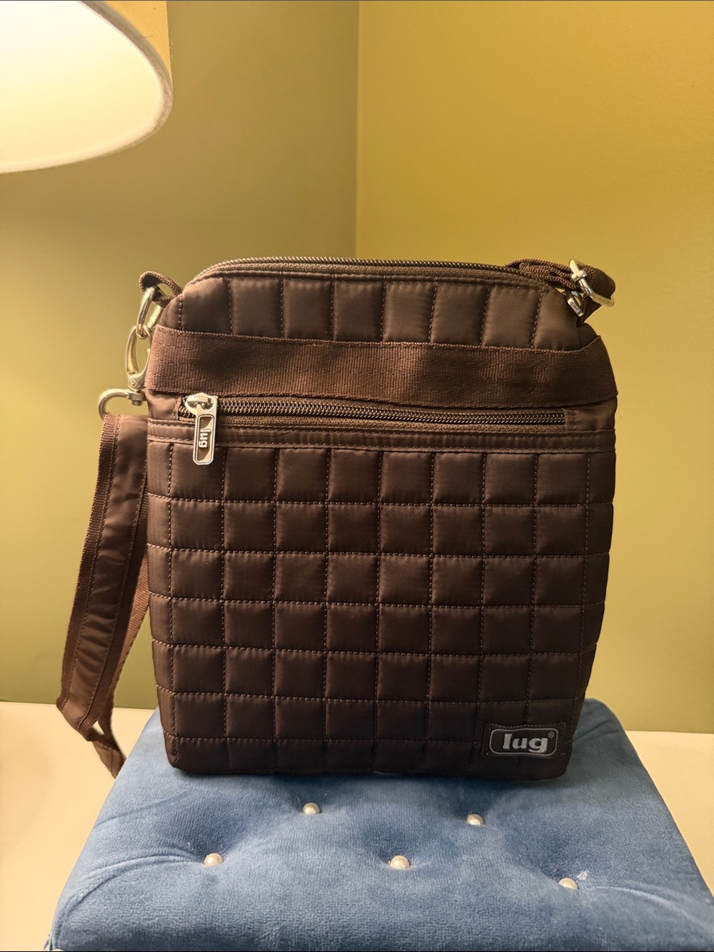 Lug Quilted Brown Messenger Crossbody Bag Adj Strap 6.75x8.5x1 EUC